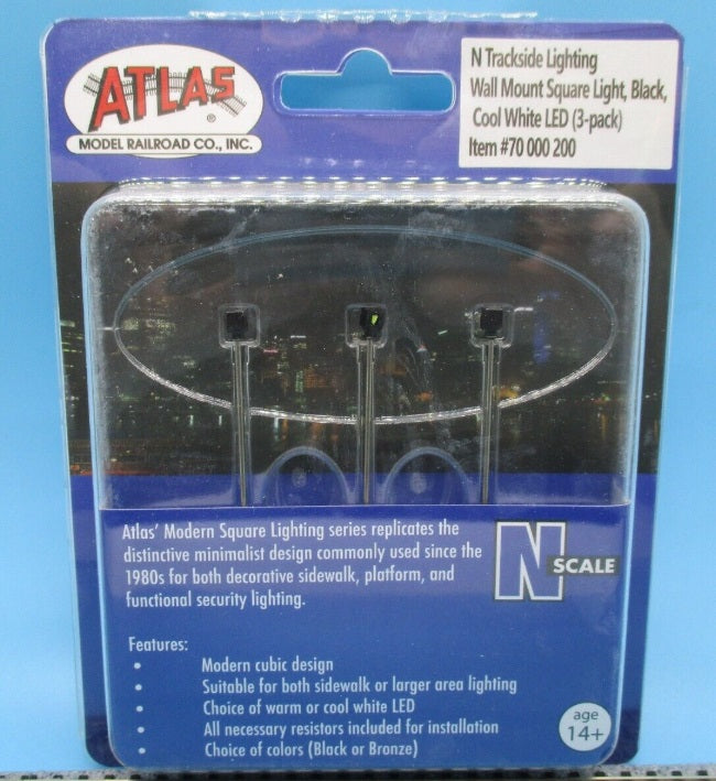Atlas 70000200 N Cool White LED Black Wall Mount Square Light (Pack of 3)