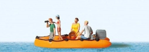 Preiser 10764 HO Family Figures in a Rubber Dinghy Boat