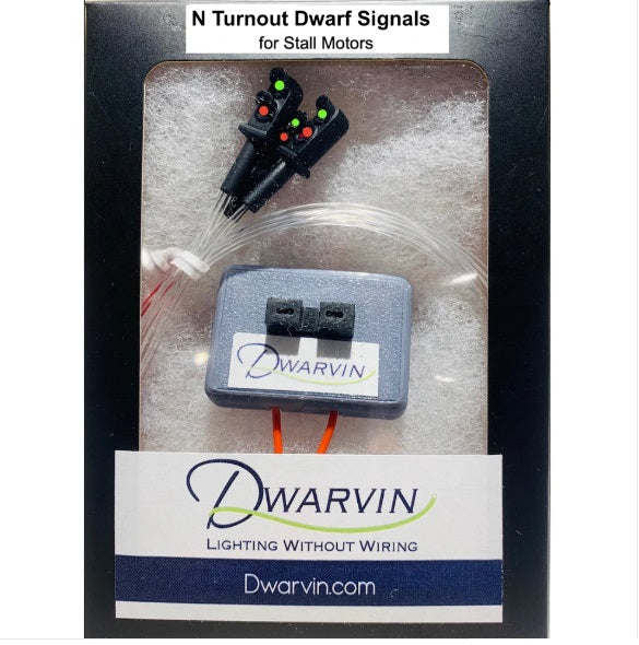 Dwarvin DVTSSS201 N Turnout Signal Stall Motor w/3 Black Dwarf Signals