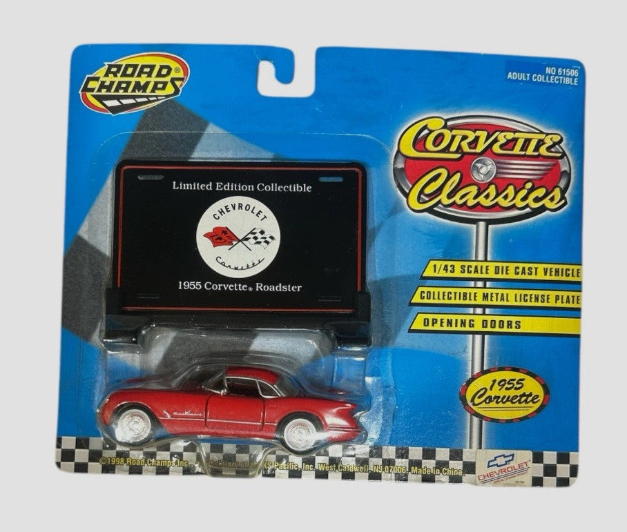 Road Champs 61506 1:43 Red 1955 Corvette Roadster Limited Edition W/Billboard