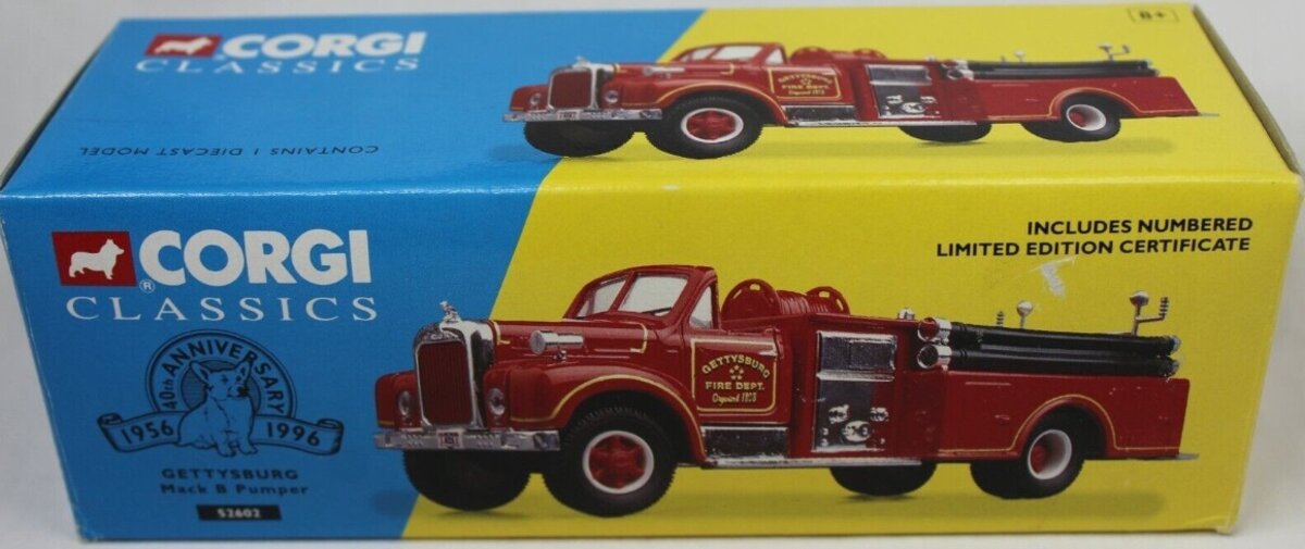 Corgi 52602 1:50 Gettysburg Fire Dept Original 1808 MackB Pumper Limited Edition