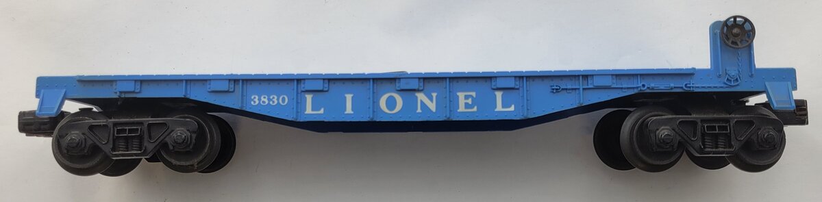 Lionel 6511-2 Blue Flatcar Body with Operating Trucks and Brake Wheel