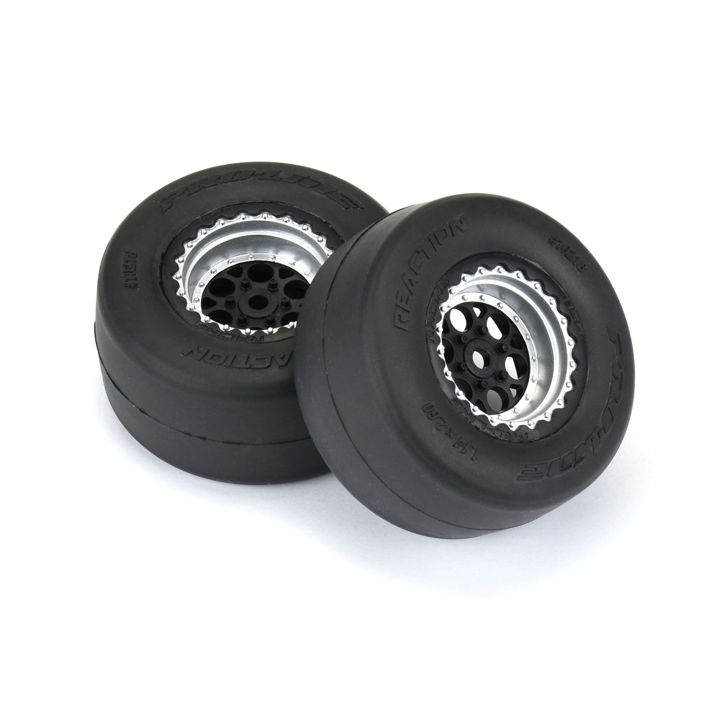 Pro-Line Racing 1021810 1:16 MTD 8mm Black/Silver Reaction Rear Tires