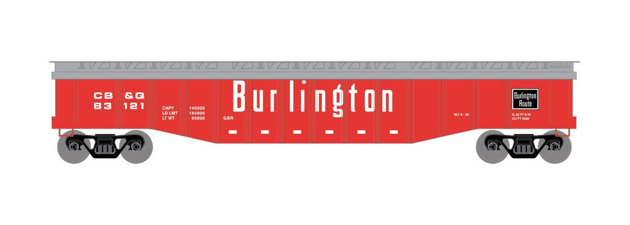 Roundhouse 82108 HO Chicago, Burlington and Quincy 50' Covered Gondola #83123