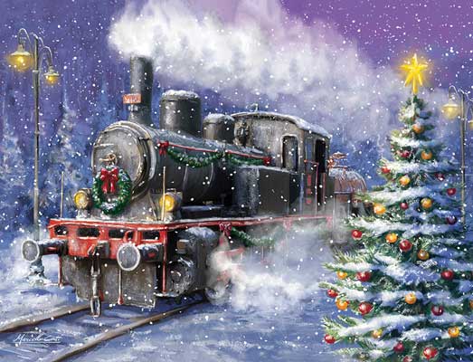 Train Enthusiast Vendors 93209 Christmas Train Note Cards (Set of 2)
