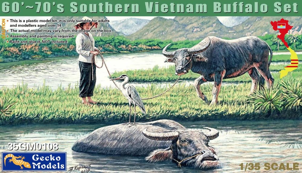 Gecko Models 35GM0108 1:35 1960-1970s Southern Vietnam Buffalo Figure Kit