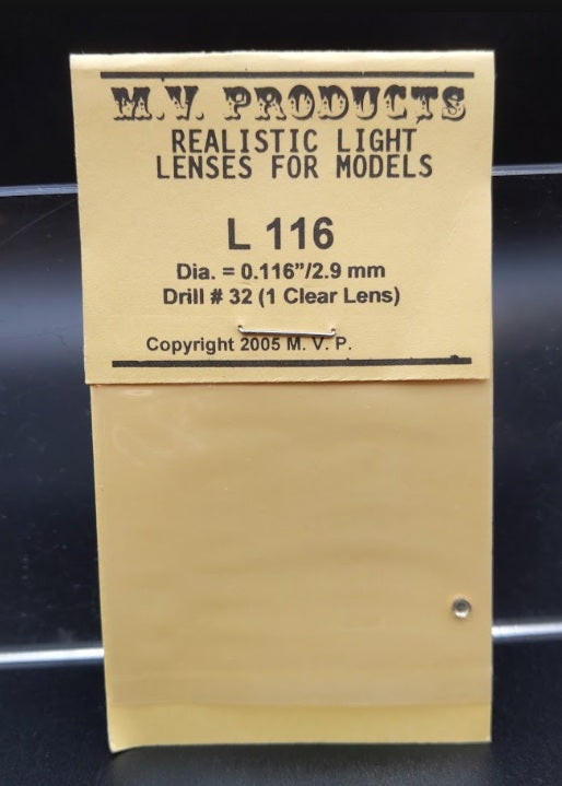 MV Products L116 HO Scale Realistic Light Lenses for Models Clear 1 Lens