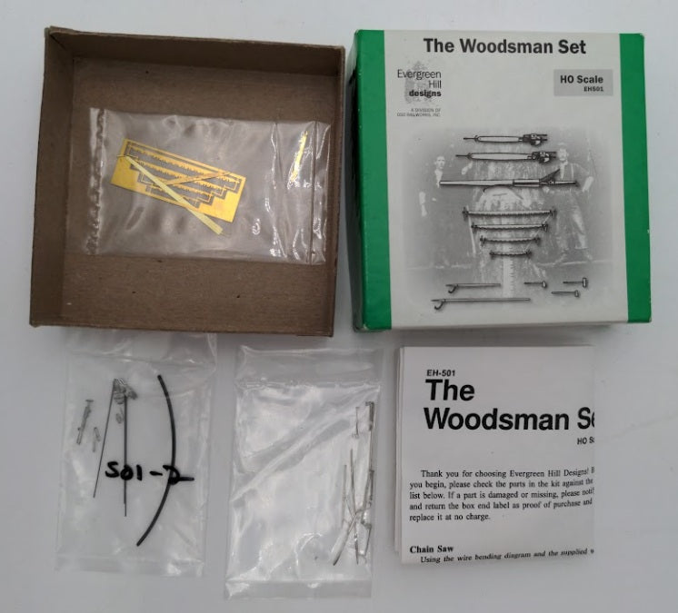 Evergreen Hill 501 HO Scale The Woodsman Set Metal Tools Kit