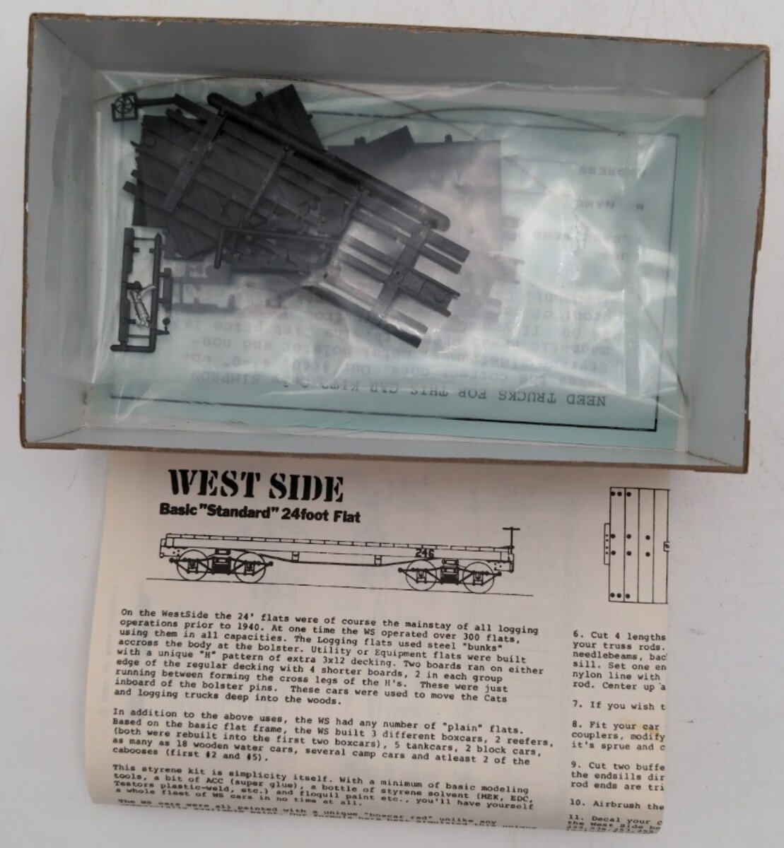 Simpson 398 HOn3 West Side Lumber Co. Basic 24 Ft. Flat Car Kit (Box of 2)