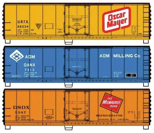 Accurail 8164 HO Oscar Mayer, ADM Milling, MILW 40' Steel Reefer Kit (Set of 3)