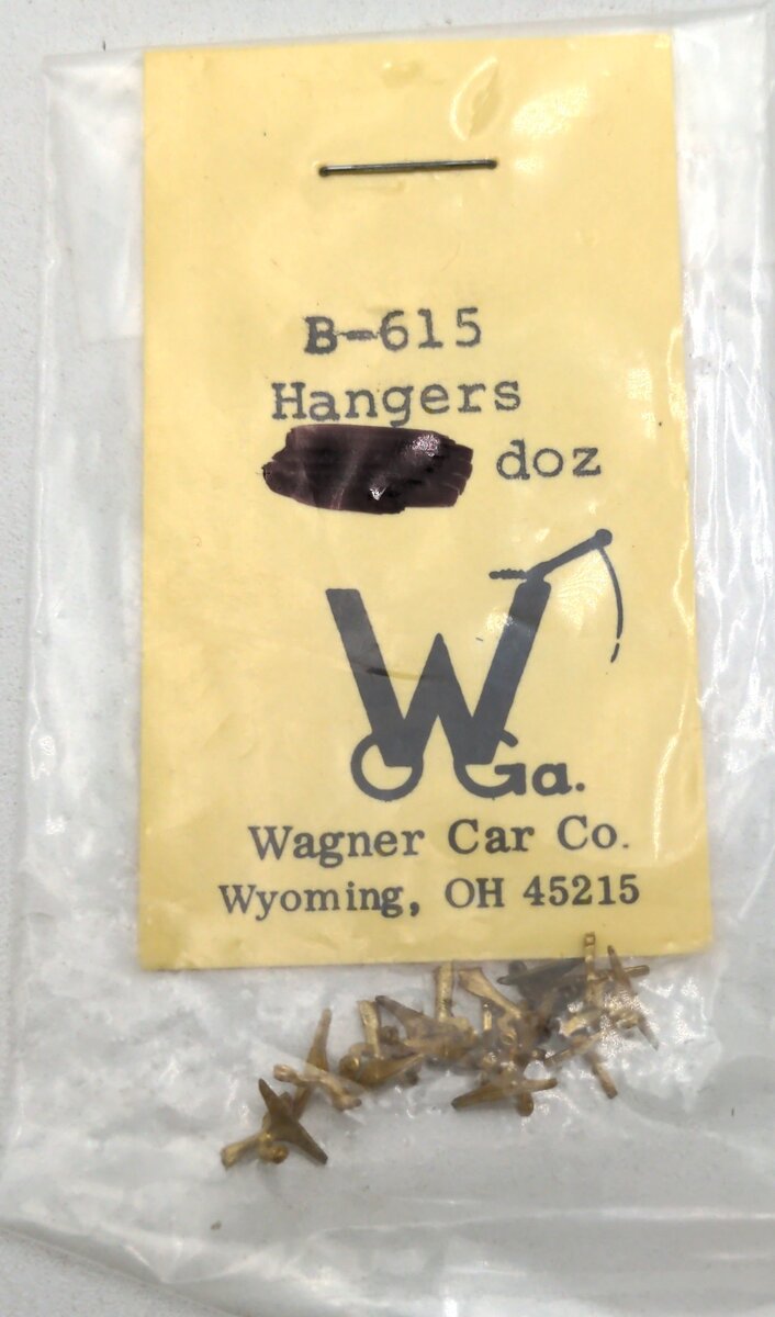 Wagner Car Co. B-615 O Scale Overhead Trolley Brass Hangers (Pack of 12)
