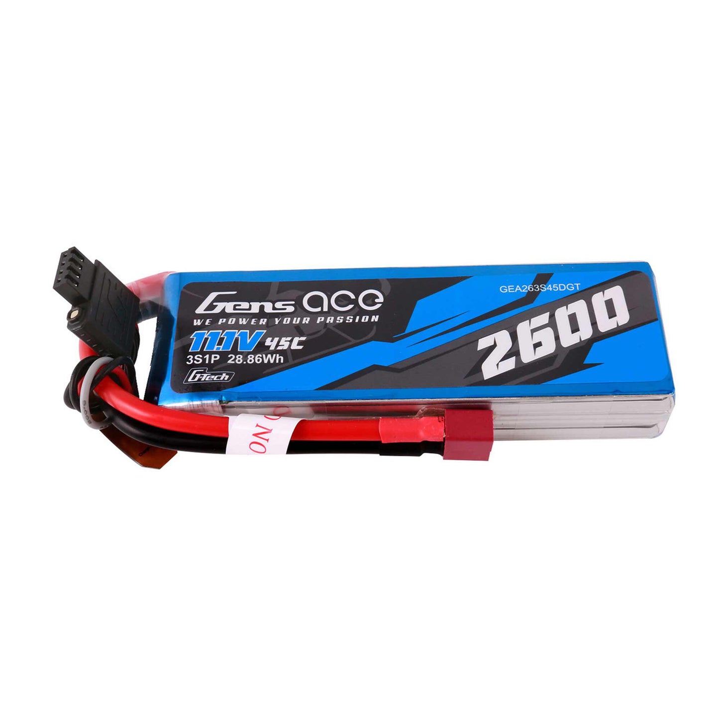 Gens Ace GEA263S45DGT G-Tech 2600mAh 3S 45C 11.1V Lipo Batt Pack w/ Deans Plug