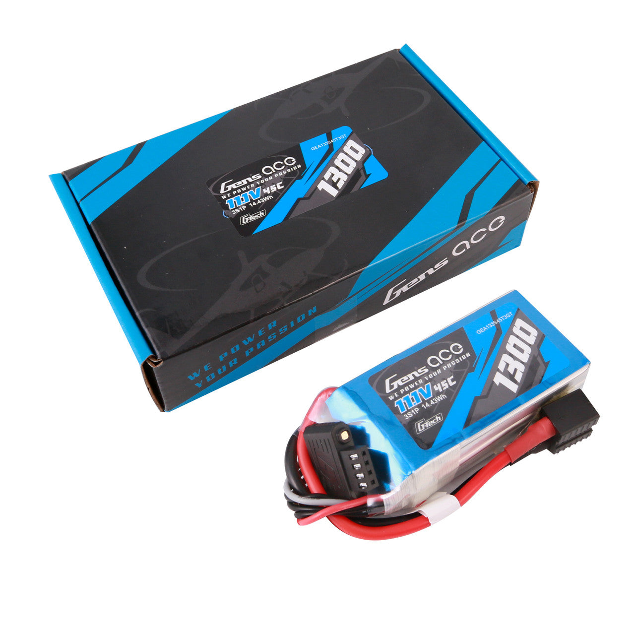 Gens Ace GEA133S45T3GT 1300mAh 3S 45C 11.1V G-Tech Lipo Battery Pack