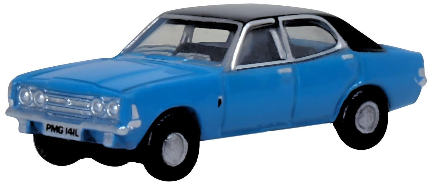Oxford Diecast NCOR3005 N Monza Blue, Black 1970 Ford Cortina Mark III Car