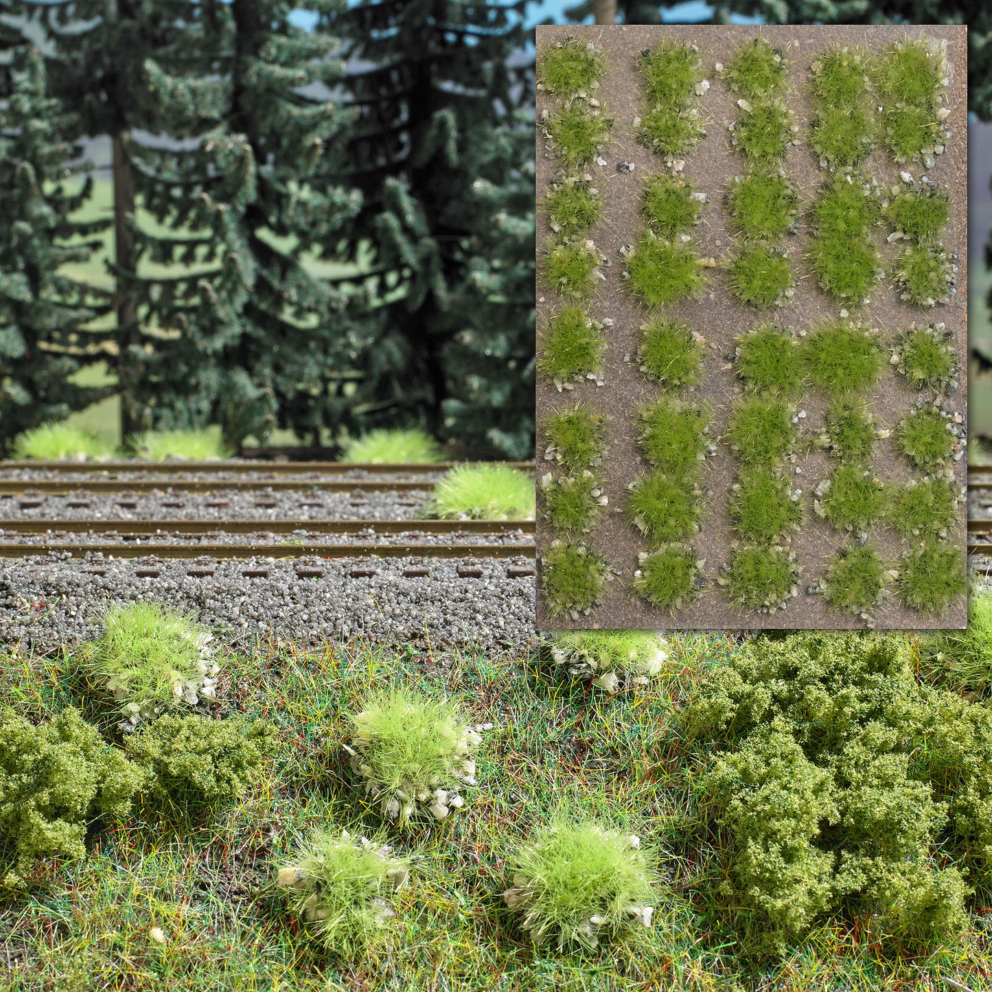 Busch 3551 HO/N/TT Tuft of Grass with Stones Spring (Set of 40)
