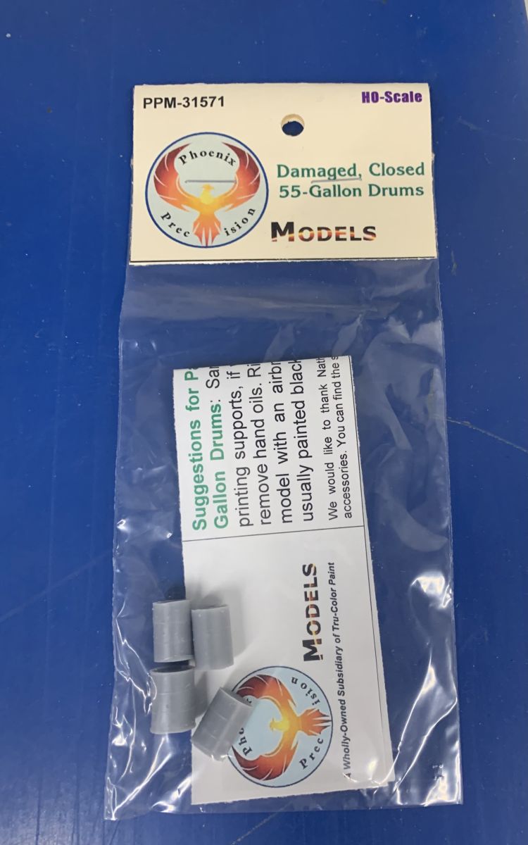 Phoenix Precision Models 31571 HO Damaged 55 Gallon Drums (Pack of 4)