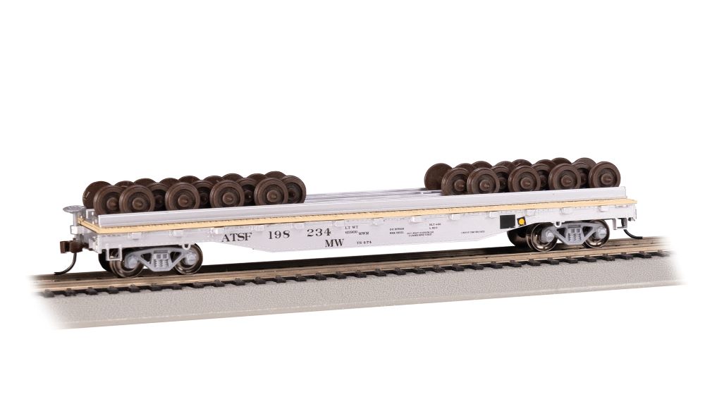 Bachmann 18937 HO ATSF 52' Wheel Flatcar w/Wheel Load #198234