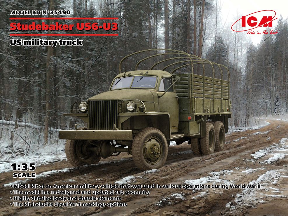 ICM 35490 1:35 Studebaker US6-U3 US Military Truck Plastic Model Kit