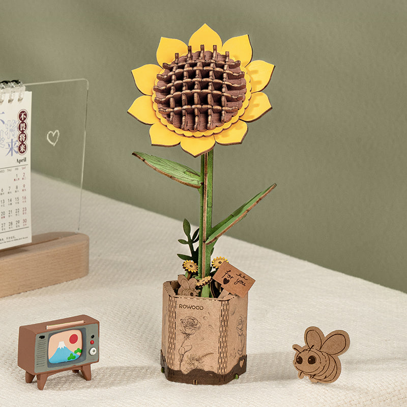 Robotime TW011 Rowood DIY Wooden Sunflower 3D Wooden Puzzle