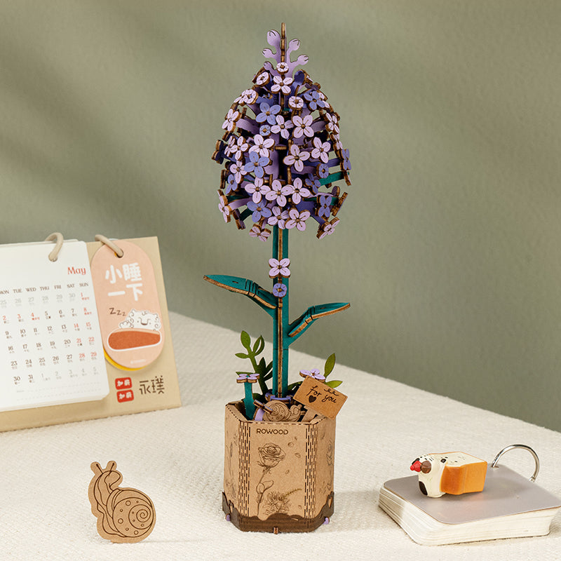 Robotime TW021 Rowood DIY Wooden Lilac 3D Wooden Puzzle