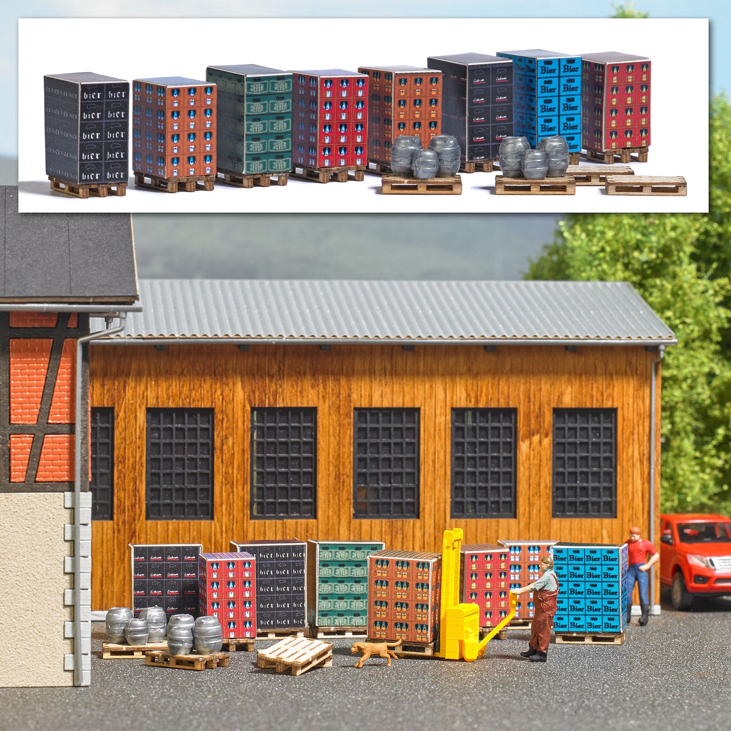 Busch 1814 HO Pallets & Beverage Crates Kit