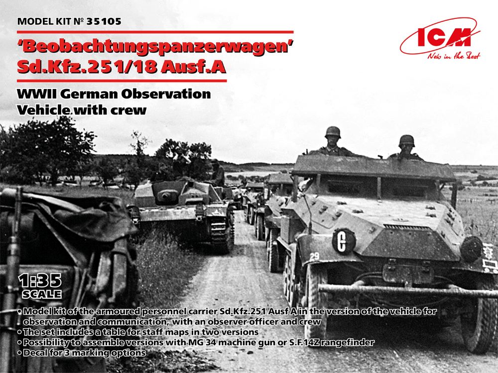 ICM 35105 1:35 ‘Beobachtungspanzerwagen’ German Observation Vehicle Kit w/Crew