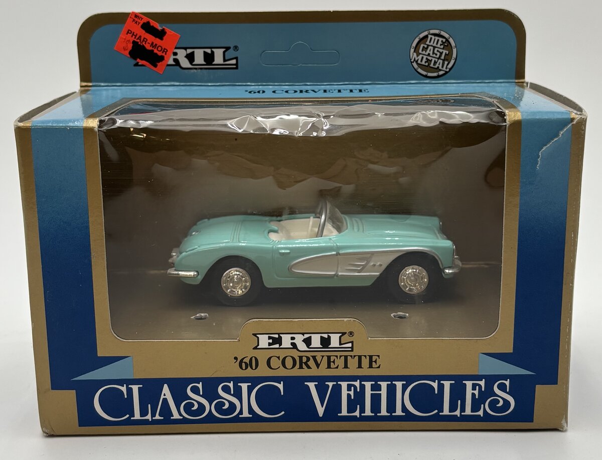 Ertl 2588 1:43 Scale Classic Vehicles Turqu & White 1960 Corvette Diecast Metal