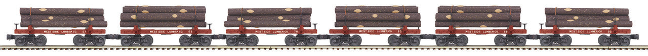 MTH 20-92329 O West Side Lumber Co. Skeleton Flat Set with Log Load (Set of 6)