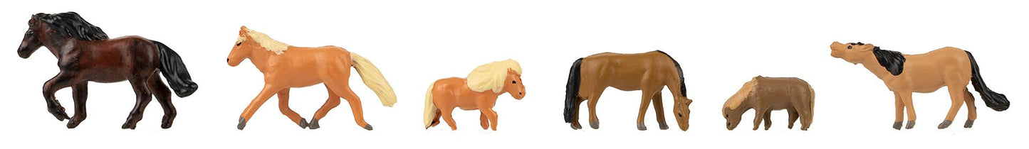 Faller 155910 N Horses and Ponies Animal Figure Set (Set of 6)