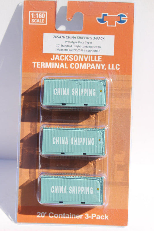 JTC Model Trains 205476 N China Shipping 20' Containers (Pack of 3)