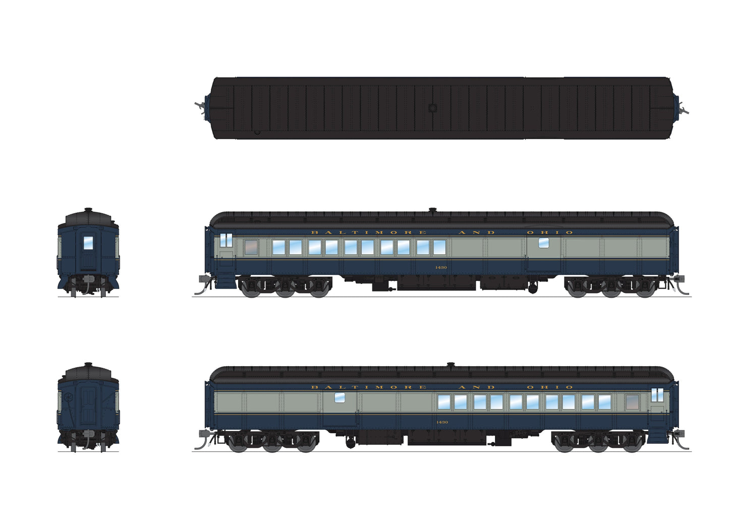 Broadway Limited 9113 HO Baltimore and Ohio Coach-Baggage Combine #1497