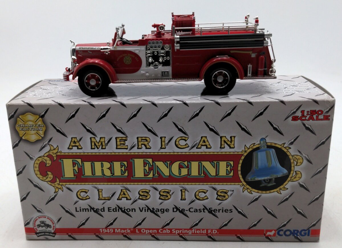 Corgi US52803 1:50 Diecast 1949 Mack L Open Cab Springfield Fire Department