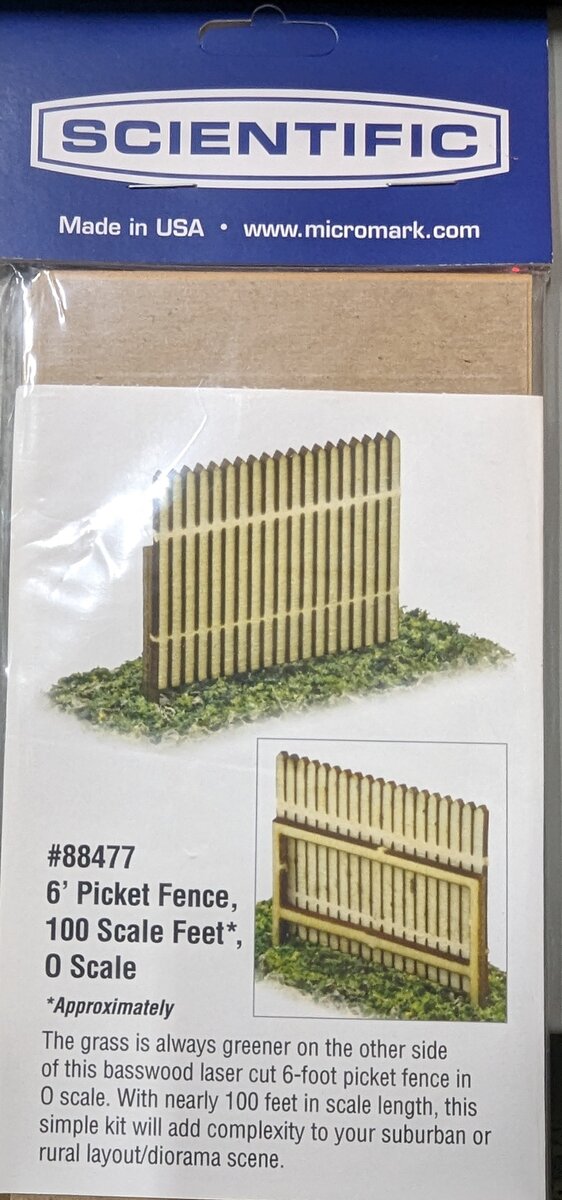 Micro-Mark 88477 O Scale Scientific 6' Picket Fence 100 Square Feet