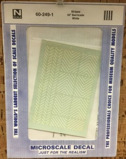 Micro Structures 60-249-1 N Scale White 45 Degree Barricade Stripes Decal Sheet