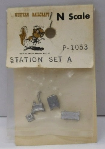 Western Railcraft P-1053 N Scale Station Set A Metal Accessories