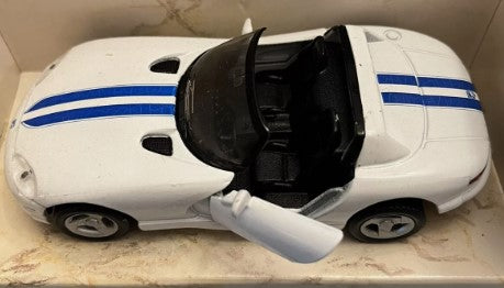 Maisto 21094 1:43 Motorized Diecast White w/Blue Stripes Dodge Viper Convertible