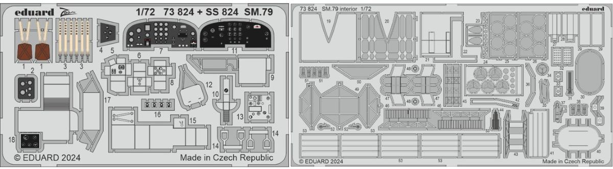 Eduard 73824 1:72 Italeri Aircraft Model SM.79 Interior Photo Etched Set