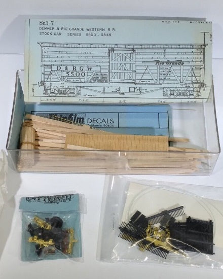 Tomalco Sn3-7 S Scale D&RGW 30'' Stock Car Series 5500-5849 Craftsman Kit