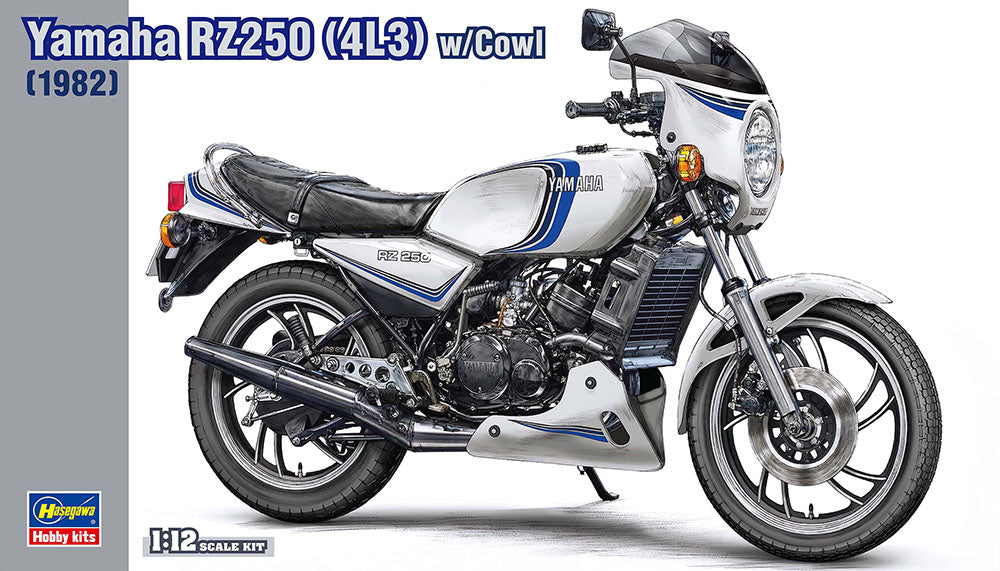 Hasegawa 21758 1:12 1982 Yamaha RZ250 4L3 Motorcycle Plastic Model Kit w/Cowl