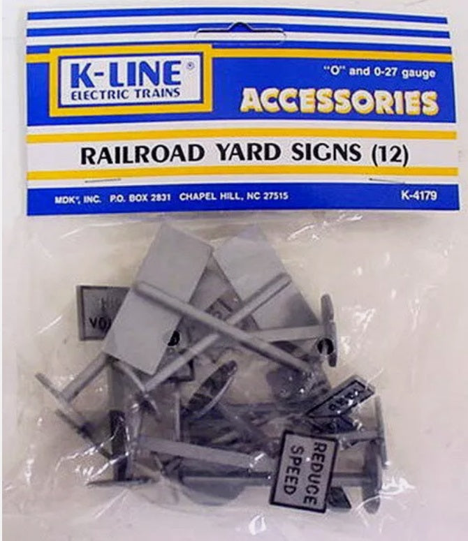 K-Line K-4179 O & O-27 Gauge Railroad Yard Signs (Pack of 12)