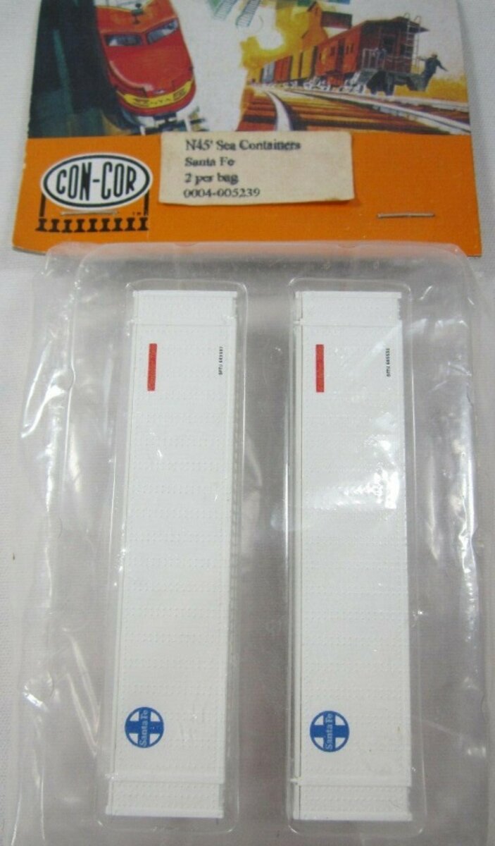 Con-Cor 0004-005239 N Scale White Santa Fe 45'' Sea Containers (Pack of 2)