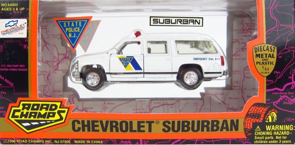 Road Champs 6440 1:43 New Jersey State Police Chevrolet Suburban Opening Doors