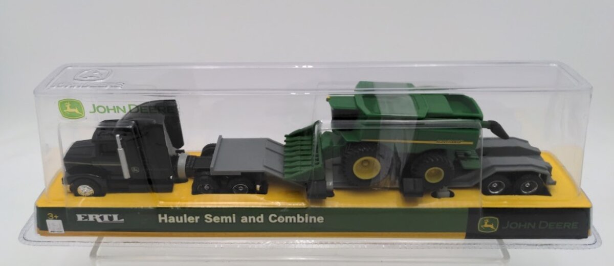 Ertl 37382 1:64 Scale Diecast John Deere Hauler Semi Truck w/Tractors on Trailer