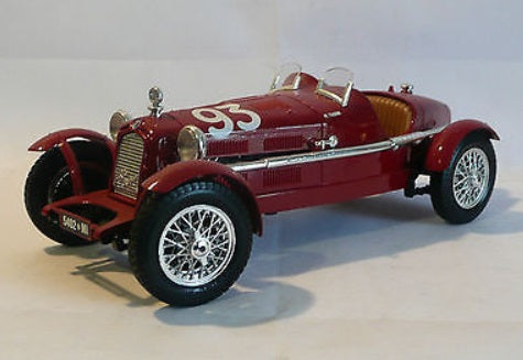 Burago 3214 1/18 Scale Red Alfa Romeo 8C Monza 1931 #90 1000 Miglia Diecast