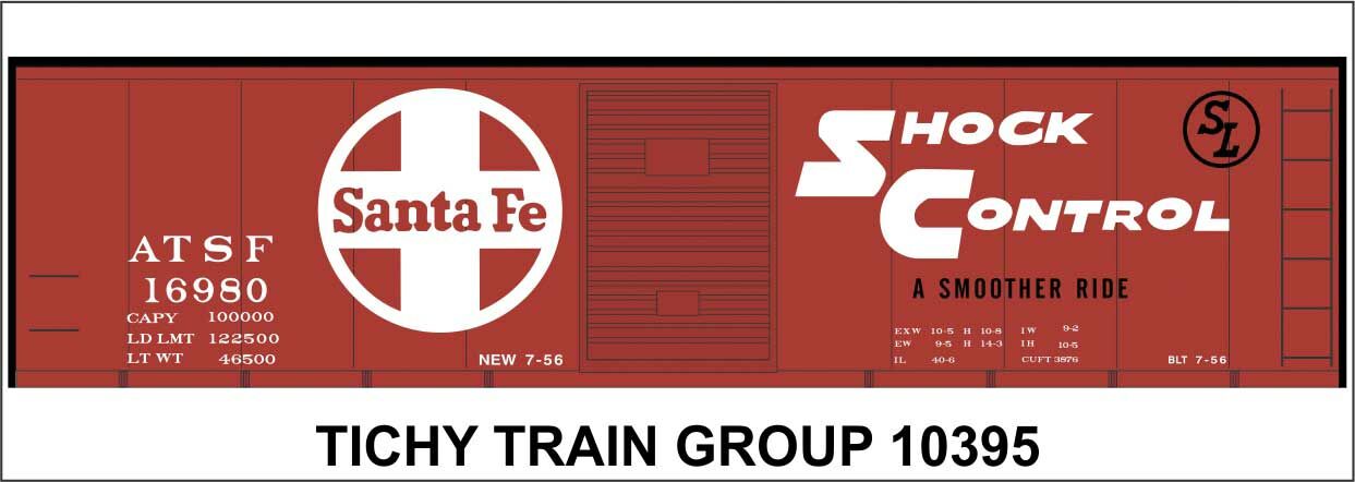 Tichy 10395N N ATSF 40' Steel Boxcar Decal Sheet