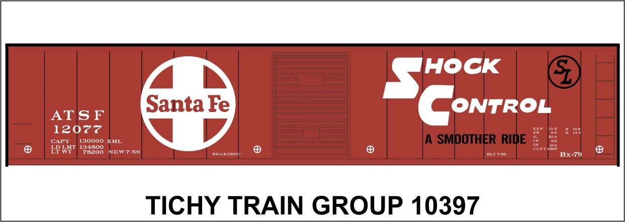 Tichy 10397 HO ATSF 50' Steel Boxcar Decal Sheet
