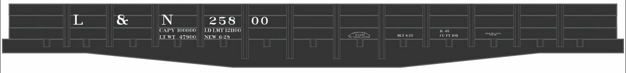 Tichy 10238N N Louisville & Nashville 45' Wood Side Gondola Decal Sheet