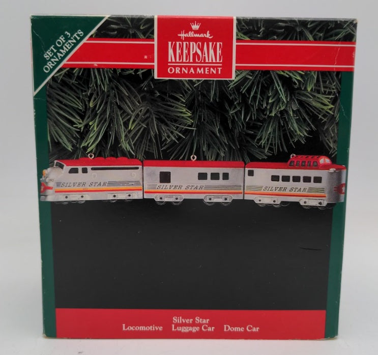 Hallmark QX532-4 Locomotive Silver Star / Luggage Car & Dome Car (Set of 3)