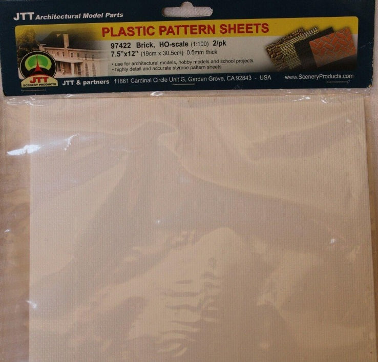 JTT Scenery Products 97422 HO Scale White Brick Pat Sheet (Pack of 2)