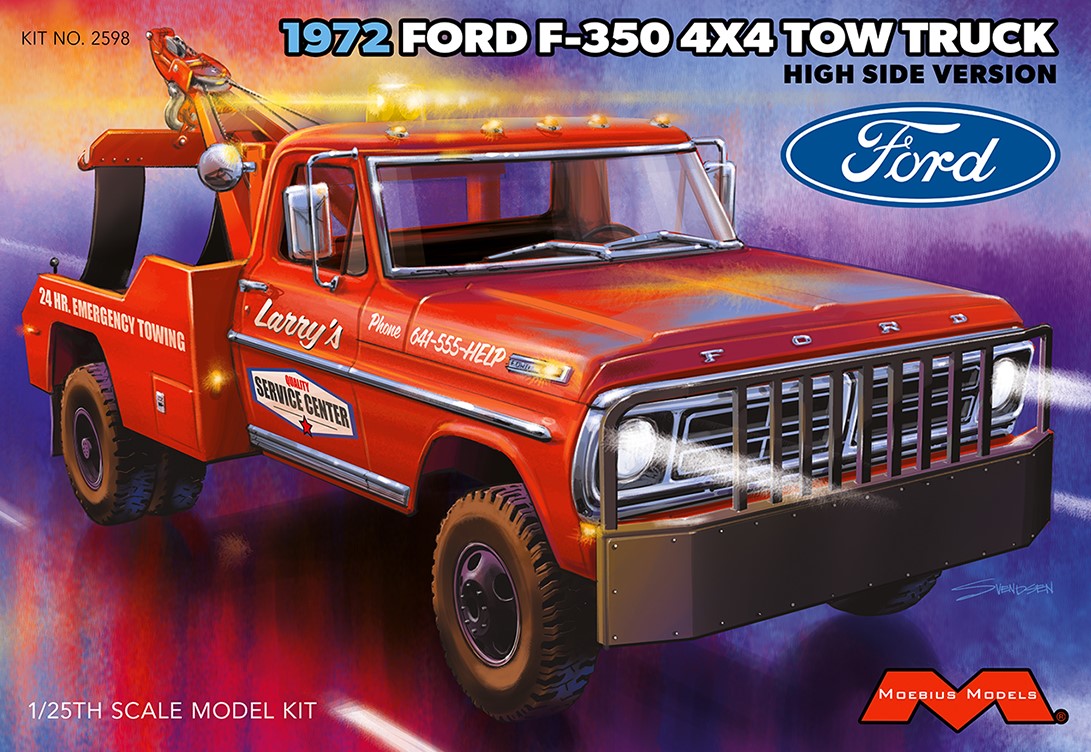 Moebius Models 2598 1:25 1972 Ford F-350 4x4 Tow Truck Plastic Model Kit